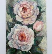 Różowa róża obraz olejny ręcznie malowany