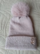 Zestaw czapka i komin  różowy 100% Merino