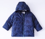 Granatowa kurtka zimowa z kapturem w dinozaury Coccodrillo 86/92