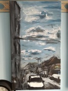 Miejski pejzaż obraz na płótnie 40 x 70 cm akryl