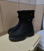 buty damskie Eva Longoria czarne wysokie kozaki skórzane skóra leather