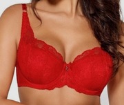 Balkonetka stanik firmy Ava czerwony rozmiar 75 E. Bardotka model 1559