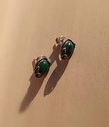 Kolczyki srebro 925 sztyft malachit 