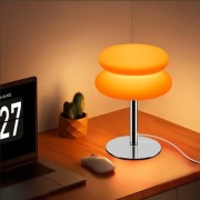Lampka stołowa biurkowa podstawa metal klosz tworzywo pomarańcz Nowa
