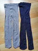 Zestaw 2 par nowych cienkich rajstop 98 104 szare i granatowe 