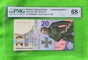 Banknot 20 zł -Bitwa warszawska PMG 68 niski nr 834
