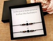 Bransoletki dla par prezent walentynki zestaw czarny turmalin pudełko