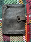 Stary skórzany portfel retro / Lourdes 16x13 cm