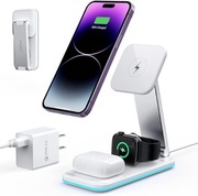 Bezprzewodowa ładowarka indukcyjna 3w1 - Biała