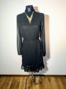 Czarna tiulowa stylowa sukienka z długim rękawem r. L/XL