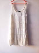 Wyprzedaż Sukienka biała cała w  frędzle roz.Xs wymiary opis