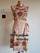 Piękny zestaw komplet bluzka i spódnica ze sztucznego jedwabiu 