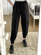 Spodnie czarne bojówki cargo z wysokim stanem S