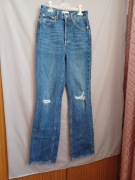 Spodnie dżinsy granatowe z szeroką nogawką ZARA 34/XS