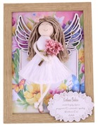 Ramka Dzień Babci i Dziadka Anioł Stróż Rękodzieło Makrama 13x18 Prezent