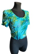 Krótka prześwitująca bluzka croptop liście 34,XS