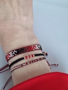 Zestaw bransoletek tkane z koralików regulowane czerwone czarne złote