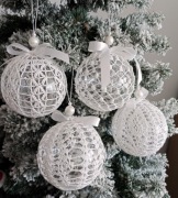 Zestaw 4 Szydełkowych Bombek - Handmade Boże Narodzenie
