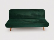 Sofa rozkładana w stylu PRL retro zielony welur | funkcja spania 