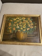 Obraz olejny – bukiet kwiatów w wazonie – sygnowany J. Lacki