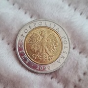 5 złotych z 2020 roku moneta obiegowa 5 zł 2020r rok 5 zl obiegowe RZADKA