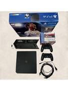 Konsola PS4 Slim 1TB Jet Black + akcesoria+ gry + box