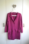 Georg Maier wełna 100% długi kardigan fuksja minimalizm S/M vintage