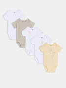 Body Sinsay 68 bawełna pięciopak 5 sztuk 5 pack białe newborn noworodek 