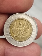 5 zł złotych 1996 mennicza moneta.Typ z podwójnym rantem