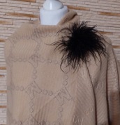 Piękny szal 50%kaszmir 50% wełna Cashmere r200x70 kolor camel