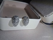 Klipsy PRL vintage cyrkonie,efekt brylantów, oryg. gąbeczki