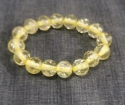 Bransoletka żółte, przezroczyste koraliki, mieniące się srebrem