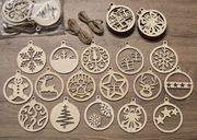 Ozdoby, bąbki choinkowe,świąteczne,zawieszki drewniane 16szt.