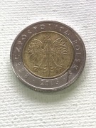 5 zł. 2016r. Destrukt. Pęknięcie stempla monety.