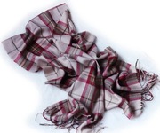 Ciepły Szal w Kolorową Stonowaną Kratę