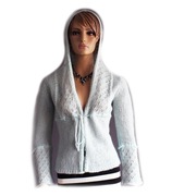 CULTURE**Sweter Kaptur Ażur Błękit Wełna Moher*S/M