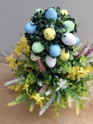 Stroik świąteczny wielkanocny wiosenna dekoracja żółty  zając bukszpan 