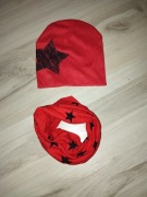 Komplet czapka komin wiosna w gwiazdki wiosenny