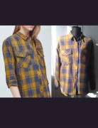 Mango musztardowa koszula w kratkę