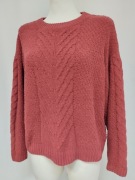 House damski gruby bordowy sweter M/38