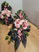 Stroik na grób, kompozycja na cmentarz , wiązanka z wazonem , zestaw ST34K