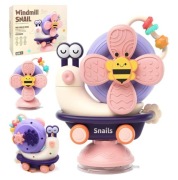 INTERAKTYWNY SENSORYCZNY ŚLIMAK 4w1 SPINNER Z PRZYSSAWKĄ AUTO DLA NIEMOWLĄT