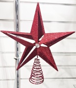 Duży czerwony szpic czubek na choinkę glamour 