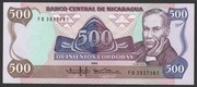Nikaragua 500 cordobas 1985 - Ruben Dario - stan bankowy UNC