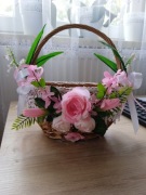 nowy koszyczek wiklinowy wielkanocny z dekoracją 20cm/13cm/10cm rękodzieło