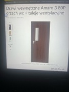 Drzwi wewnętrzne Amaro3 80P Orzech WC+tuleje wentylacyjne