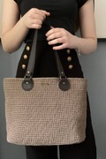 Torebka  handmade ,sznurkowa ,rękodzieło brązy beże , ręcznie robiona 