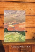 Obraz- letni pejzaż, akryle na tablicy malarskiej