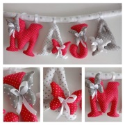 Literki szyte z bawełny 3D imię