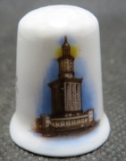 Naparstek kolekcjonerski porcelanowy-7cudów świata-Latarnia morska na Faros